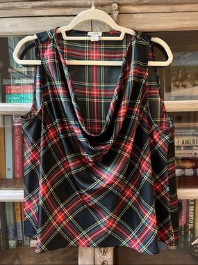 J. Crew Tartan Plaid Cowl Neck Tank